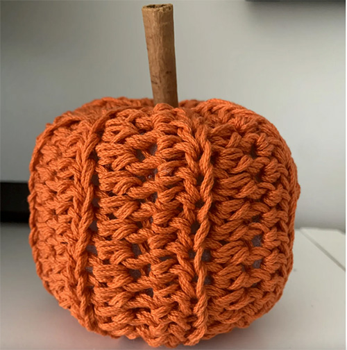 petite pumpkin photo of the pumpkin on a a shelf 