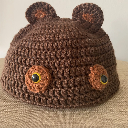 teddy bear beanie photo of beanie upright as though on a model