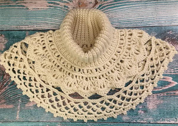 crochet wearable; lacework cowl photo 