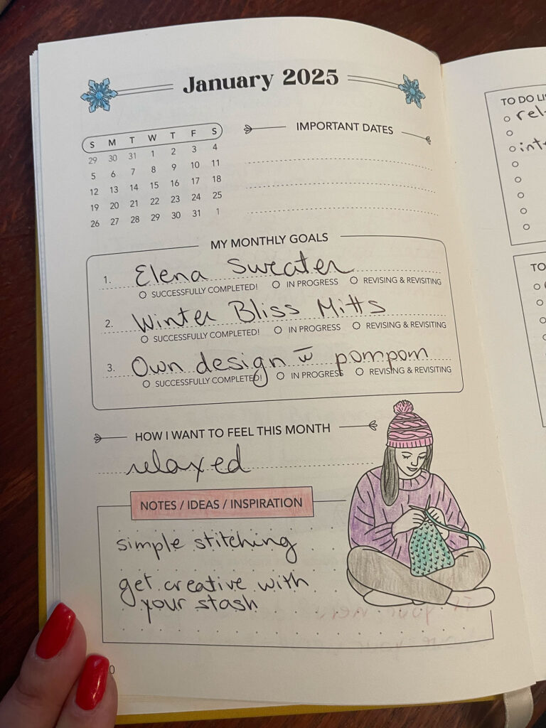 photo of a planner page from My Yarn In Yarn planner 